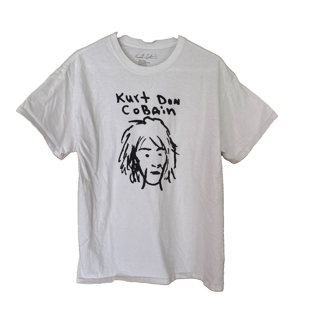 Kurt Cobain Tee Shirt Face Drawing Sketch Mens L